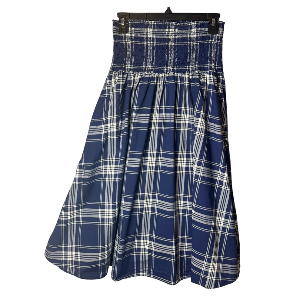 Hill House Delphine Nap Skirt Navy Spring Plaid L